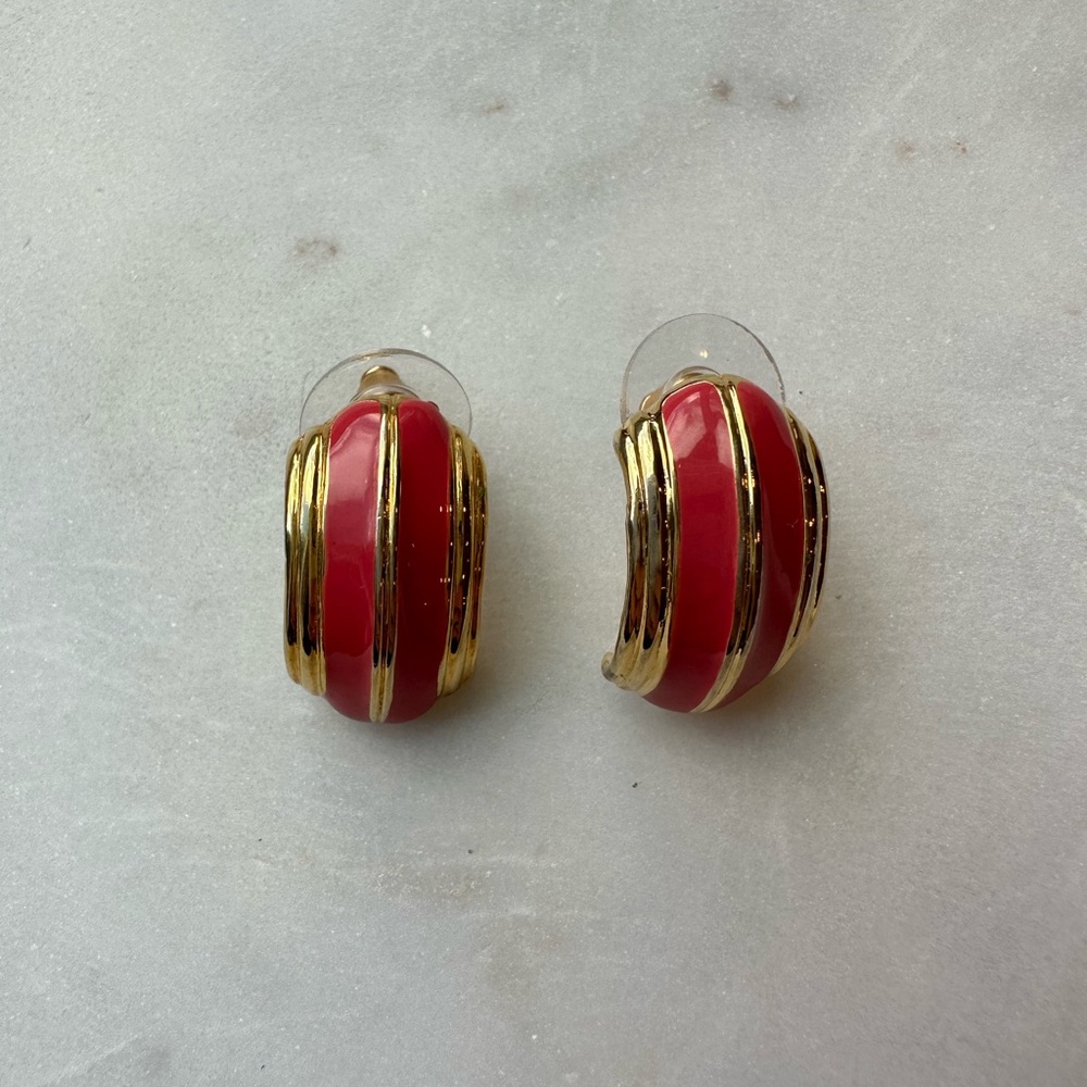 Vintage 1980s Pink and Gold Earrings